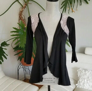 Women's Black Lace Knit Stretch Cover Top Sz S